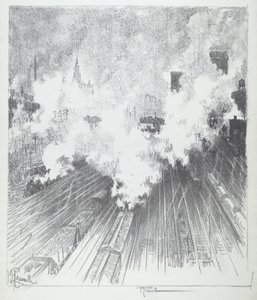 Treinwerf, St. Louis door Joseph Pennell