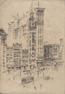 Union Square, regenachtige dag door Joseph Pennell