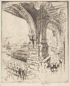 Binnen de Veerboot, Cortlandt Street, New York door Joseph Pennell