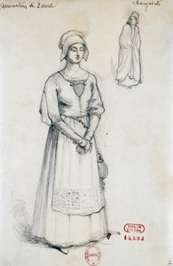 Kostuum voor het personage van Margaret in Damnation of Faust door Hector Berlioz, schets door Joseph Porphyre Pinchon door Joseph Porphyre Pinchon