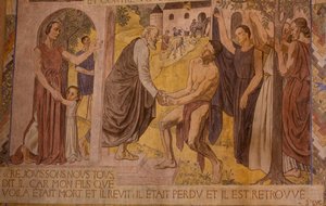De Verloren Zoon. Fresco in de kathedraal van Nanterre