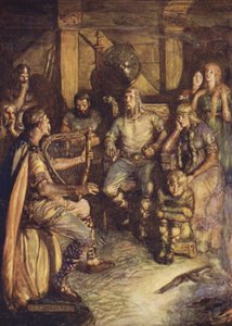 De gleeman zingt de daden van Beowulf