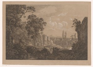 Italiaans landschap door Joseph Rebell