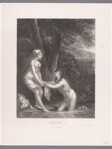 Daphnis en Chloë badend door Joseph Rose Lemercier