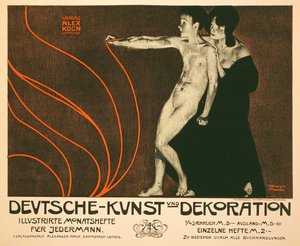 Reproductie van een poster die Deutsche Kunst und Dekoration adverteert, een maandelijks geïllustreerd tijdschrift voor iedereen, 1898