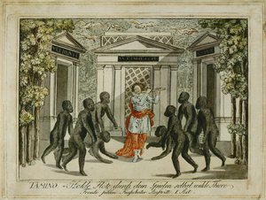 Tamino temt de dieren met de Toverfluit ... (gravure) door Joseph Schaffer