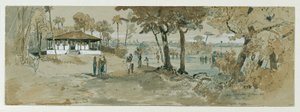 Boeddhistische tempel bij Point de Galle, Wakwalla op Ceylon (Sri Lanka) door Joseph Selleny
