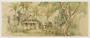 Huis van het Roankiddi-hoofd op het eiland Puinipet (Ponape), Caroline-eilanden door Joseph Selleny