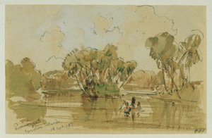 Landschap op het eiland Puinipet (Ponape), Caroline-eilanden door Joseph Selleny