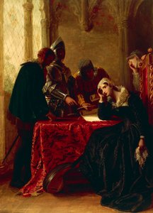Abdicatie van Mary Queen of Scots in Loch Leven Castle, c. 1850 door Joseph Severn