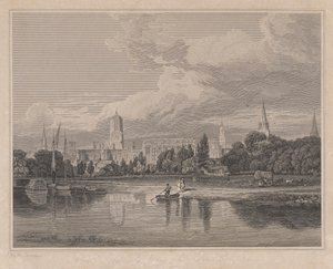 Zuidelijk uitzicht op Christ Church, enz. vanuit de weiden... door Joseph Skelton