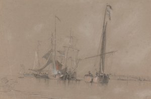 Schepen voor de Kust bij Corton door Joseph Stannard