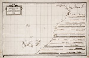 Kaart van de westkust van Afrika en de Canarische eilanden door Joseph Varelay Ulloa