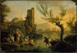 Landschap met wasvrouwen, in 1763 door Joseph Vernet