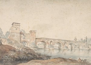 Ponte Molle, Rome, 18e eeuw door Joseph Vernet.