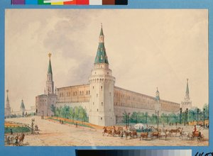 Het Opstandingsplein en de Alexander Tuin in Moskou door Joseph Vivien