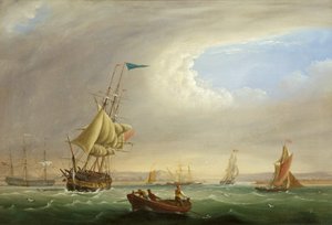 Zeegezicht met ingang naar een rivier