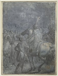 Legeraanvoerder te paard met andere ruiters door Joseph Werner