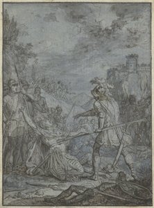 Overgave van een legeraanvoerder (Groep gelijksoortige illustraties met ridders en ruiters) door Joseph Werner