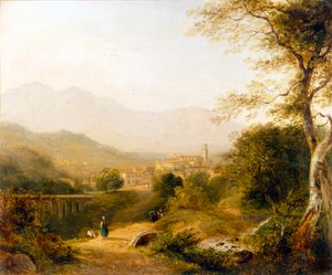Italiaans landschap, 1839 door Joseph William Allen