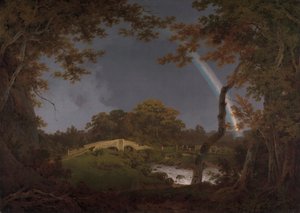 Landschap met een regenboog door Joseph Wright of Derby