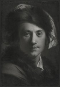 Zelfportret met bontmuts door Joseph Wright of Derby