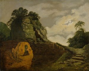Graf van Vergilius bij maanlicht, met Silius Italicus
