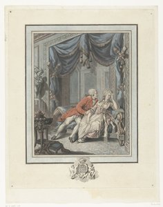 Jonge man probeert een dame te verleiden door Joseph de Longueil