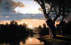 Landschap met rivier en bomen