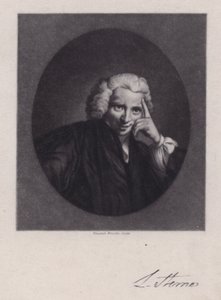 Laurence Sterne, Ierse schrijver en geestelijke, auteur van Tristram Shandy (gravure) door Joshua (after) Reynolds