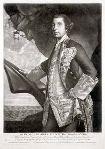 Portret van Sir George Brydges Rodney, Admiraal van het Witte Eskader, gegraveerd door William Dickinson
