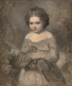 Studie van een jong meisje, halflang - onvoltooid door Joshua (studio of) Reynolds