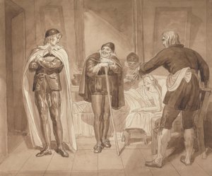 Gil Blas, Terwijl hij Geneeskunde Beoefent onder Dr. Sangrado, Ontmoet Dr. Cuchillo aan het Bed van de Kruidenier door Joshua Cristall