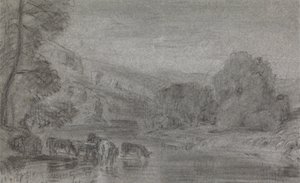 Landschap met vee dat drinkt door Joshua Cristall
