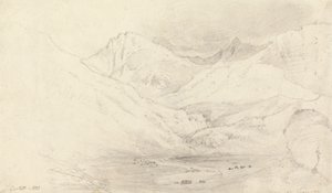 De vallei van Nant Ffrancon, Caernarvonshire door Joshua Cristall