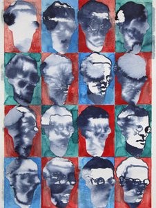 Raster met abstracte gezichten