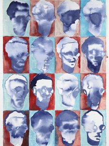 Raster met abstracte gezichten