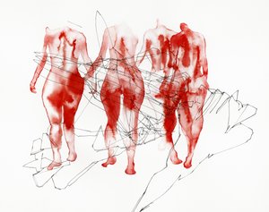 Rode wandelende figuren