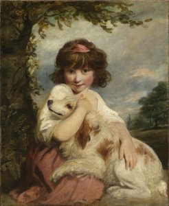 Een jong meisje en haar hond door Joshua Reynolds