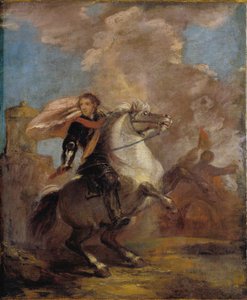 Een officier te paard door Joshua Reynolds