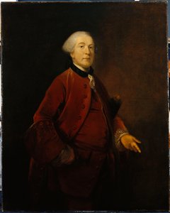 Portret van George Ashby, staand, driekwart lengte, met een jas en vest door Joshua Reynolds