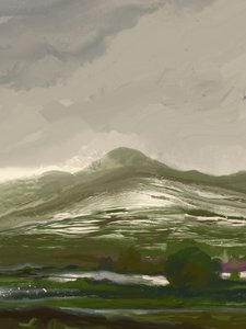De mistige groene bergvallei