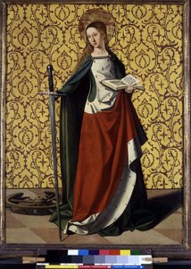 Achterkant van altaarstuk: St. Catharina van Alexandrië door Josse (fl.1493 1508) Lieferinxe