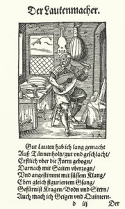 De luitmaker (gravure) door Jost (after) Amman