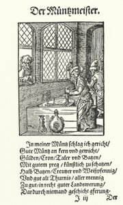 De muntmeester (gravure) door Jost (after) Amman