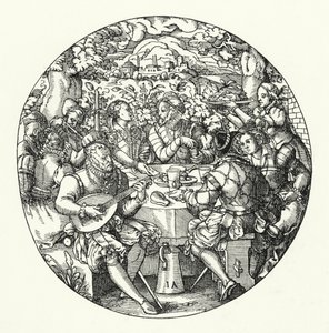 De maaltijd in de open lucht (gravure) door Jost (after) Amman