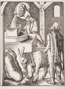 De molenaar. 19e-eeuwse reproductie van 16e-eeuwse gravure door Jost Amman