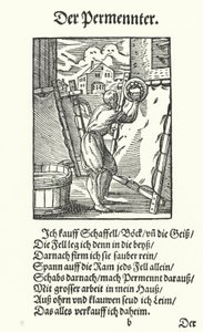 De perkamentmaker (gravure) door Jost (after) Amman