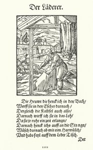De leerlooier (gravure) door Jost (after) Amman