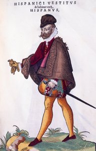 Kostuum van een Spaanse edelman, gravure uit Habitus praecipuorum popularum door Jost Amman